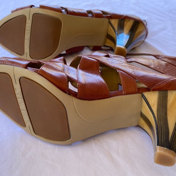 Nine West Leather Gladiator Caged Heel Open Toe Sandals - Picture 9 of 11